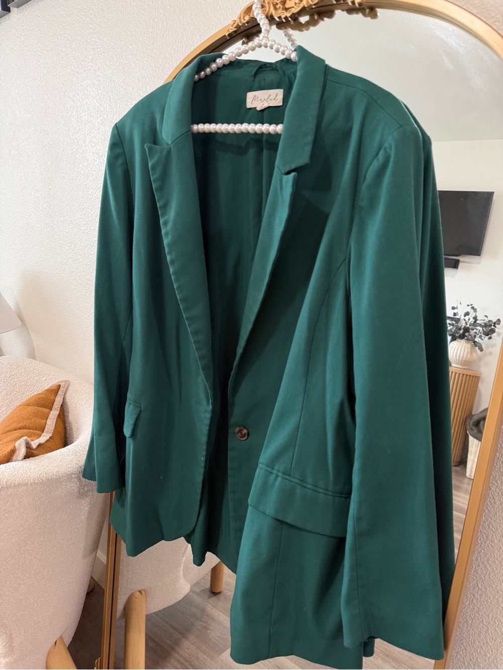 Marled Emerald Green Single-Button Blazer